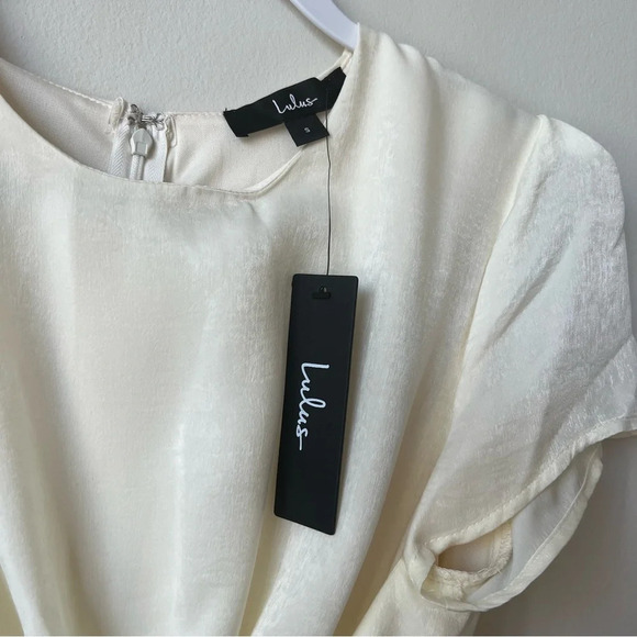 NWT Lulus Key Me Entertain You Ivory Satin Wide Leg Jumpsuit - Picture 8 of 14